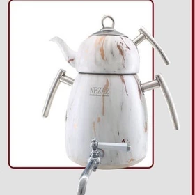 کتری و قوری 5 لیتر طرح کاغذ دیواری قوری استیل طرح کاغذ (NEZAZ) کد 5010