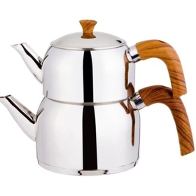 کتری و قوری مدل لوله دار دسته چوبی  3 لیتر (KST) کد 1085