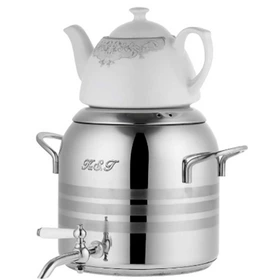 کتری و قوری مدل ترک دسته استیل 5/5 لیتر (KST) کد 4020