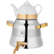 کتری و قوری هرمی دسته دو تکه یراق طلا 5/5 لیتر (KST) کد4070SG