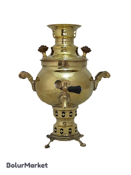 سماور زغالی برنجی زرد۱ لیتری