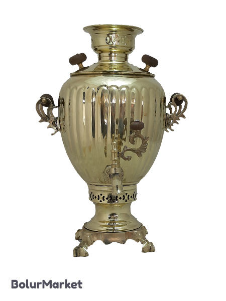 سماور زغالی برنجی زرد ۶ لیتر مدل فیلی ترکدار