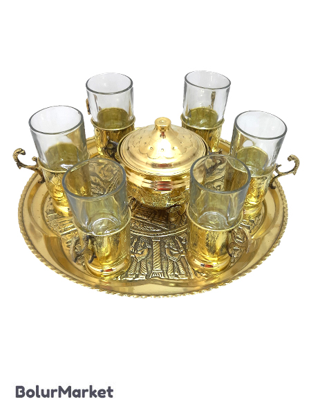 ست چایخوری برنجی زرد