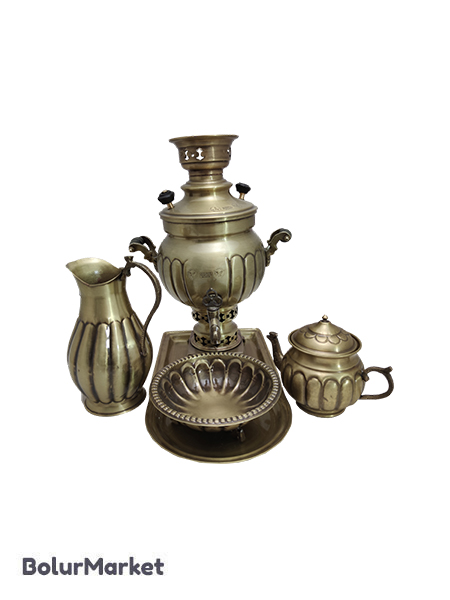 سرویس سماور ذغالی انتیک ترکدار توپی ۳لیتری