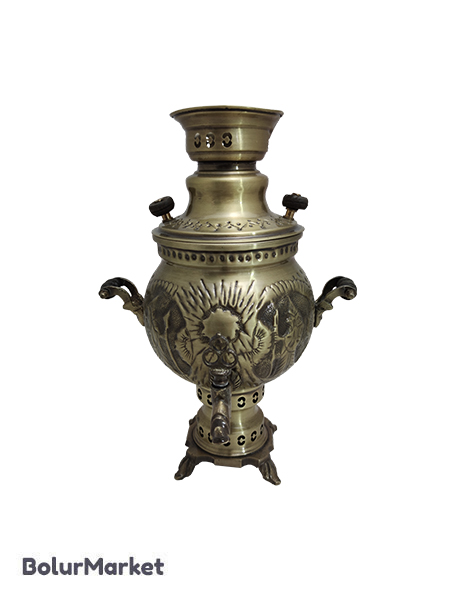 سماورذغالی انتیک شیروخورشید توپی ۴لیتری