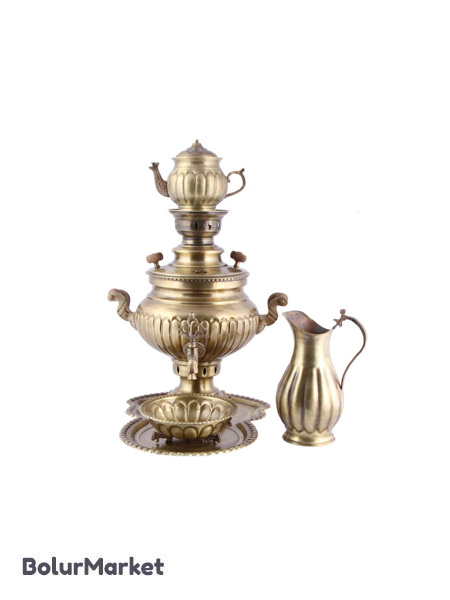 سرویس ۵ پارچه سماور ذغالی کد ۰۰۰۲ گنجایش ۶ لیتر