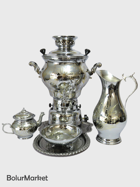 سرویس سماور گازی سوزنی کروم (افسون)