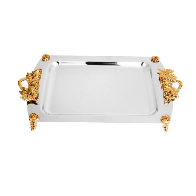 سینی گل رز مستطیل بزرگ طلایی  کی اس تی (KST) کد 118