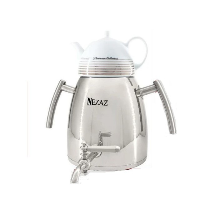 کتری و قوری 6 لیترهرمی دسته استیل قوری چینی  (NEZAZ) کد 4000