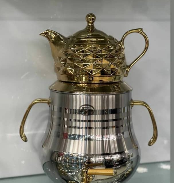 کتری و قوری FR کد 107 کرم پرو دسته عصایی