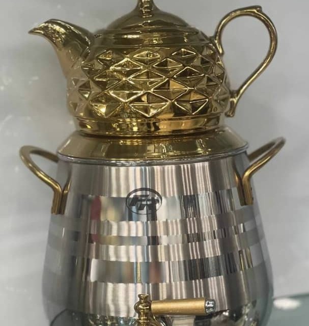 کتری و قوری FR کد 105 کرم پرو دسته استیل