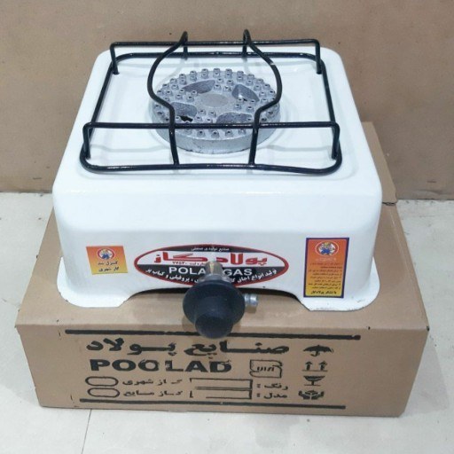 اجاق گاز رومیزی تک شعله سفید رنگ مارک پولاد گاز