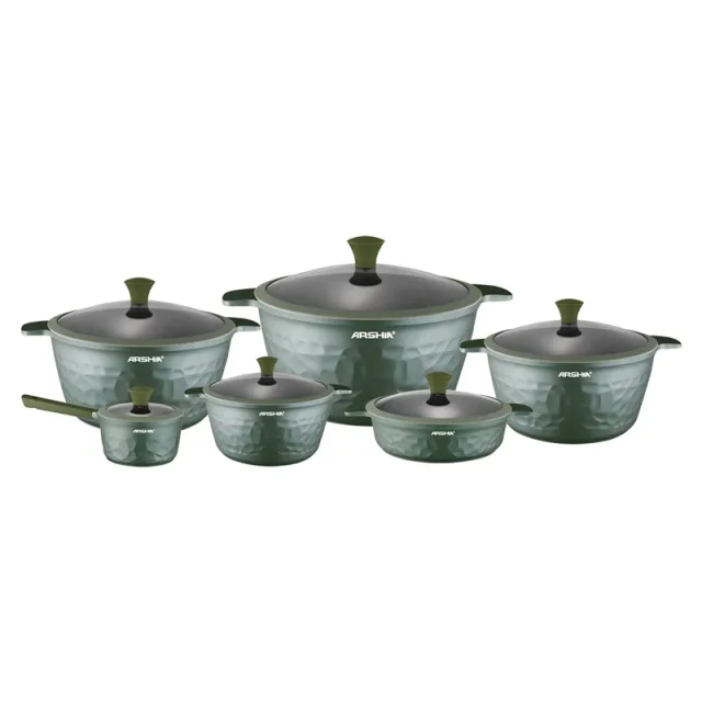 سرویس قابلمه 16پارچه سبز چدن ارشیا مدل CO110-3303