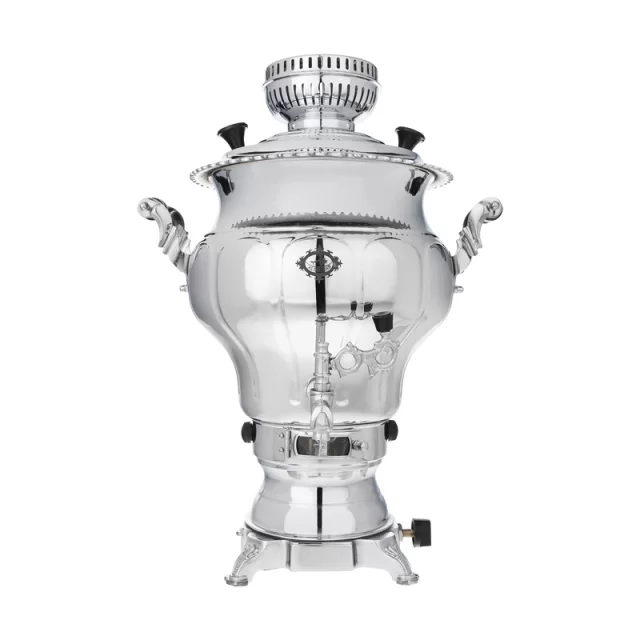 سماور گازسوز عالی نسب مدل Naghshineh Simin (نقشینه سیمین) ۶ لیتر