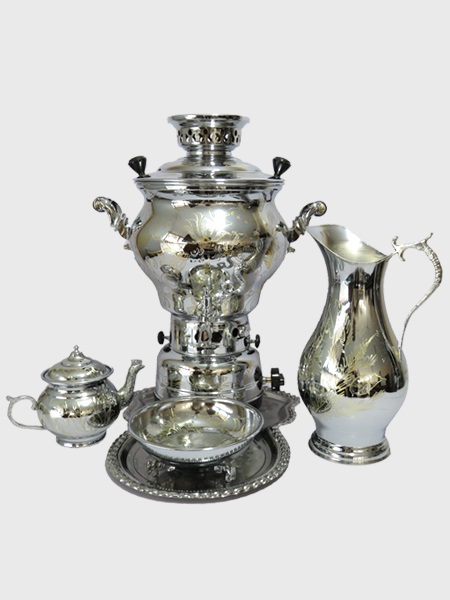 سرویس سماور گازی سوزنی کروم افسون 6 لیتر