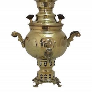 سماور زغالی برنجی زرد 1 لیتر مدل آینه