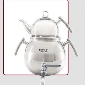 کتری و قوری 4/5 لیتر خمره ای قوری استیل (NEZAZ) کد 1600