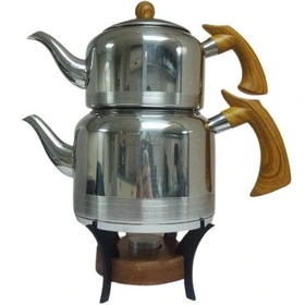 کتری و قوری 2/5 لیترلوله داردسته چوب قوری استیل وارمردار(NEZAZ) کد 2305