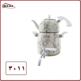 کتری و قوری  هرمی 3 لیترطرح سنگ قوری استیل (NEZAZ) کد 3011