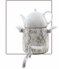 کتری و قوری  هرمی 3 لیترطرح سنگ قوری چینی (NEZAZ) کد 3012