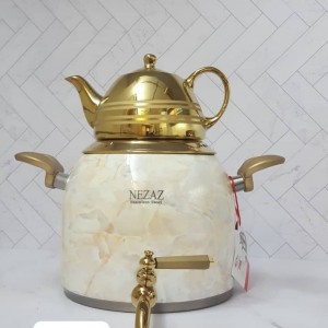 کتری و قوری  5 لیتر طرح ترک رنگی طلایی طرح سنگ (NEZAZ) کد 3024