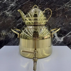 کتری و قوری  5 لیترطرح ترک تمام طلایی ستاره  (NEZAZ) کد 3045