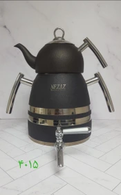 کتری و قوری 6 لیترهرمی مشکی  با قوری استیل (NEZAZ) کد 4015