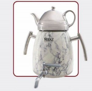 کتری و قوری 6 لیترهرمی طرح سنگ کروم (NEZAZ) کد 4019