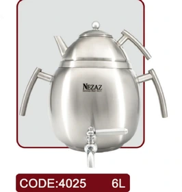 کتری و قوری 6 لیتر تخم مرغی تمام استیل  قوری استیل (NEZAZ) کد 4025