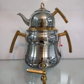 کتری و قوری 6 لیترشبنم  دسته  طلایی تمام استیل  (NEZAZ) کد 4029