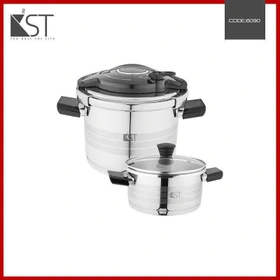 زودپز دو قلو کلیپسی  طرح 3 کی اس تی (KST) مدل 6090 گنجایش 4+6 لیتر