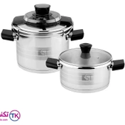 زودپز دو قلو کلیپسی  طرح 1 کی اس تی (KST) مدل 6080 گنجایش 4+6 لیتر