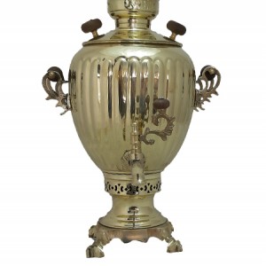 سماور زغالی برنجی زرد ۶ لیتر مدل فیلی ترکدار