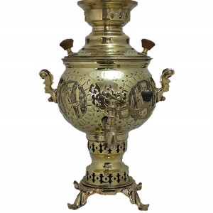 سماور زغالی زرد ۳ لیتر مدل شیر خورشید