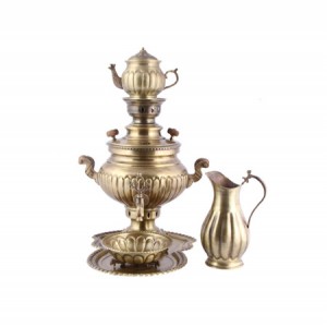 سرویس ۵ پارچه سماور ذغالی کد ۰۰۰۲ گنجایش ۶ لیتر