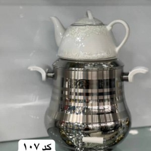 کتری و قوری FR کد 107 دسته سفید