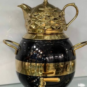 کتری و قوری FR کد 109 ماربل پرو مشکی طلایی دسته استیل