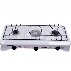 اجاق گاز رومیزی پولاد گاز 3 شعله سفید رنگ