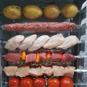 کباب پز ایستاده بدون دود آپارتمانی دادلیسان مدل 14 سیخ به همراه 28 عدد سیخ جوجه و کوبیده