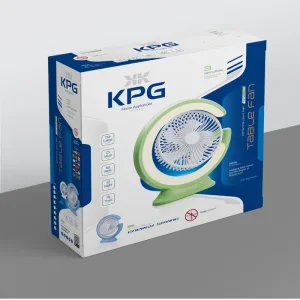 پنکه شارژی رومیزی طرح ماه برند KPG همراه با لامپ شب خواب