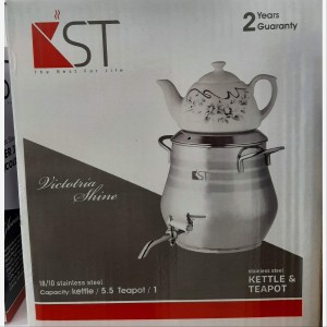 کتری قوری کی اس تی دسته استیل با قوری چینی KST-1023