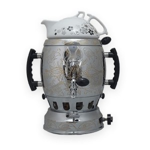 سماور گاز سوز افسون پلوتون ۶ لیتر همراه با قوری چینی