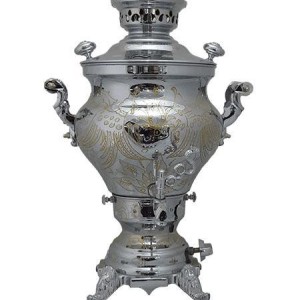 سماور گازسوز افسون مریم ۶ لیتر با طرح قلمزنی طلایی