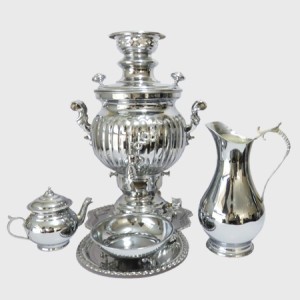 سرویس سماور گازی افسون طرح روس گنجایش 6 لیتر