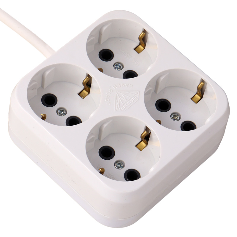 چند راهی 4 خانه برق ارت دار کاوه پلاست با کابل 1٫5 متری