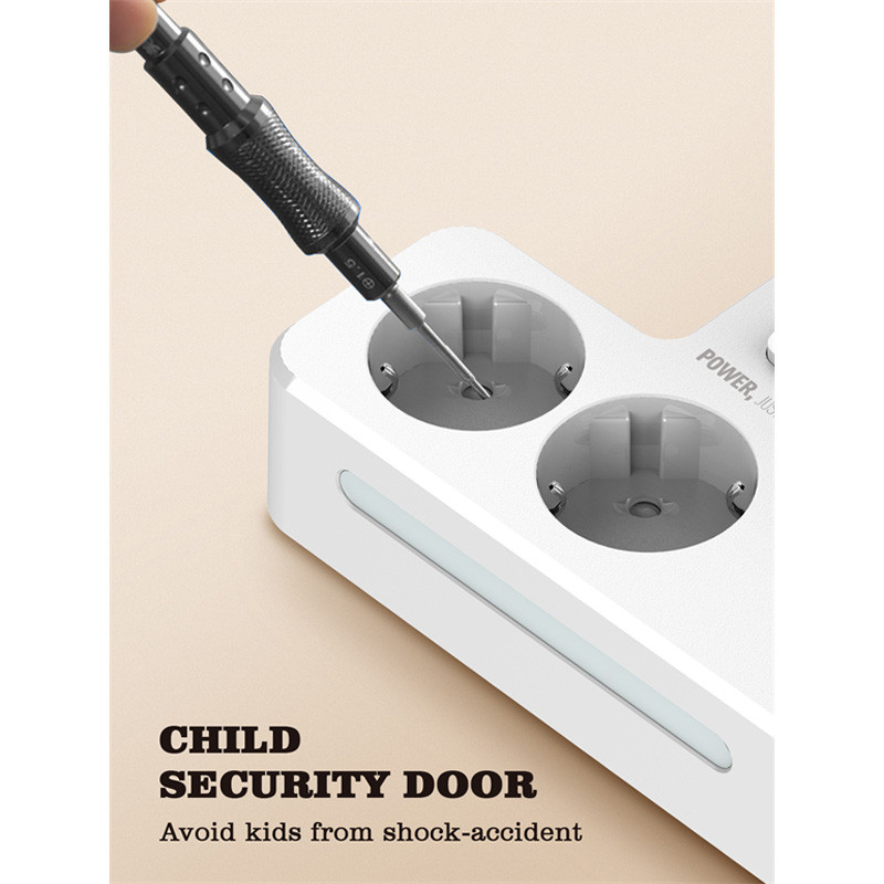 چند راهی 2 خانه برق ارت دار الدینیو SE2337 + شارژر USB و Type-C