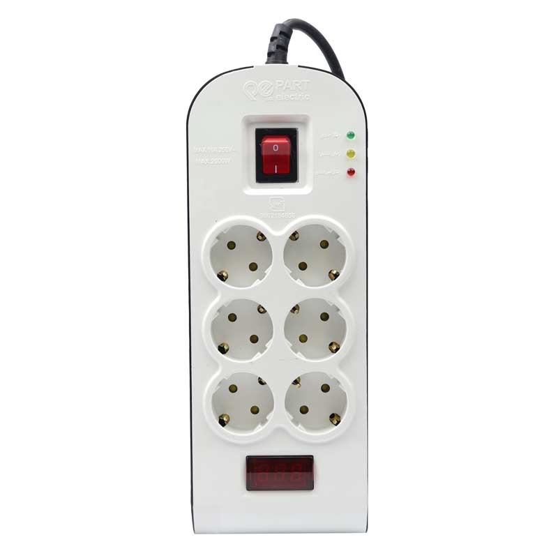 محافظ برق صوتی تصویری 6 خانه ارت دار پارت الکتریک با کابل 1٫8 متری PE8794