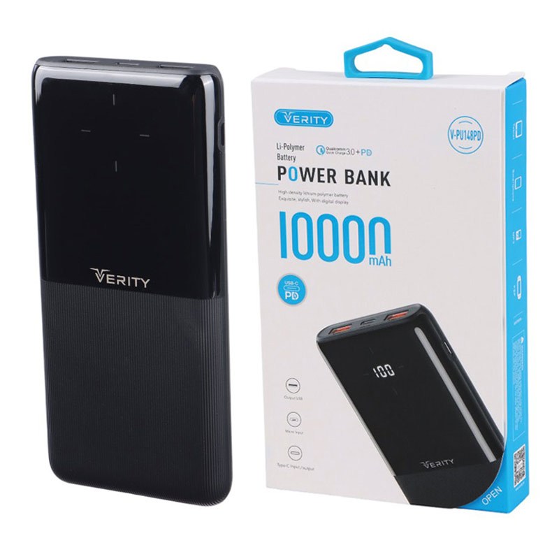 پاوربانک فست شارژ 10000 وریتی Verity V-PU148PD QC3.0 PD 22.5W