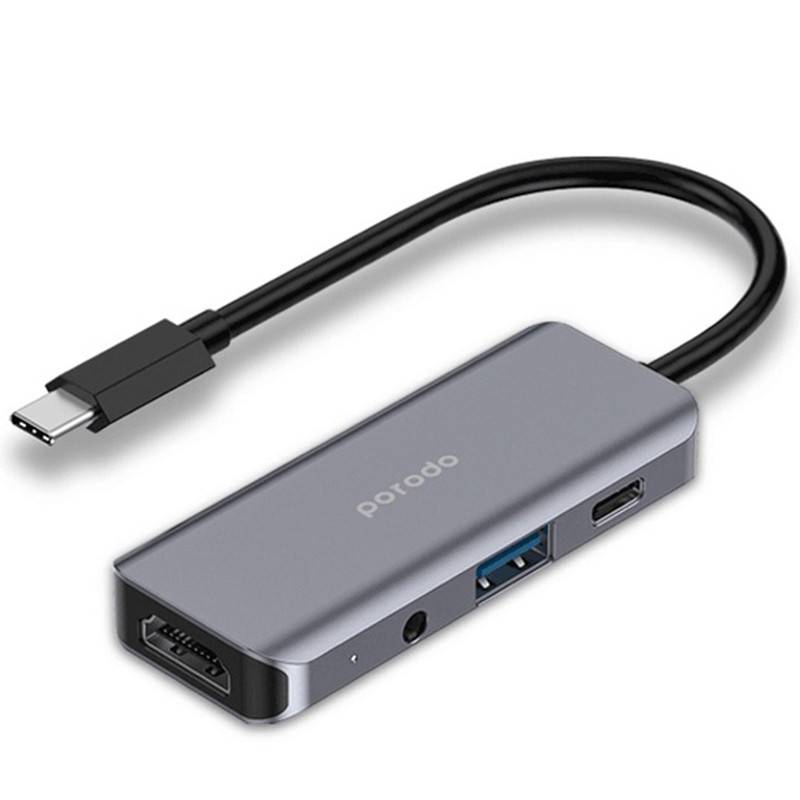 هاب Porodo PD-41CHB Type-C To USB 3.0/HDMI/AUX/Type-C PD
