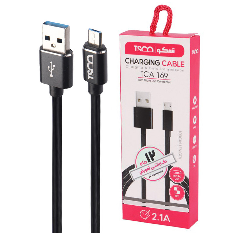 کابل میکرو یو اس بی TSCO TCA 169 2.1A 1m
